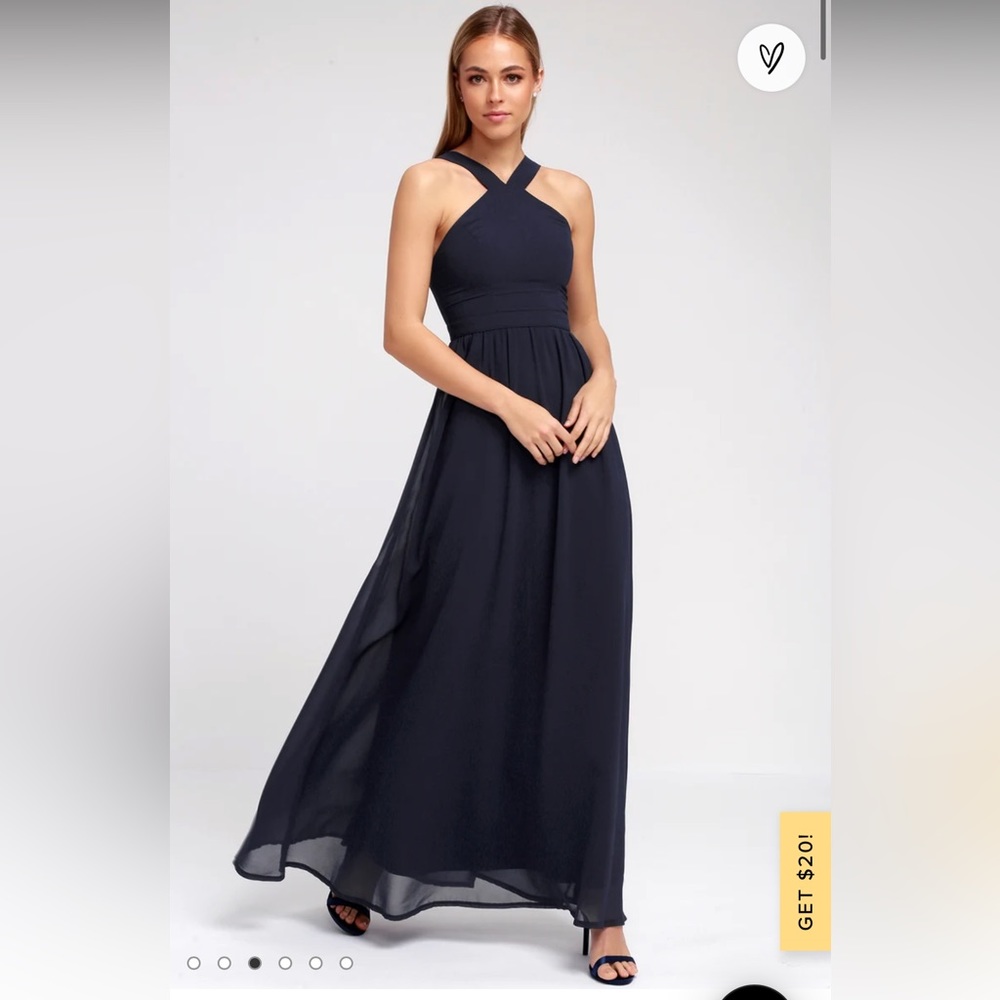 Elegant Navy Blue Evening Gown - Picture 2 of 7